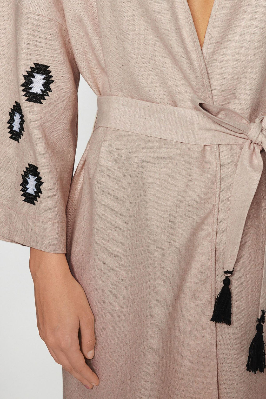 Bej Kusakl? Dokuma Nak?sl? Maxi Plaj Kimono&Kaftan TBESS21KM0175 - Trendyolmilla фото 7