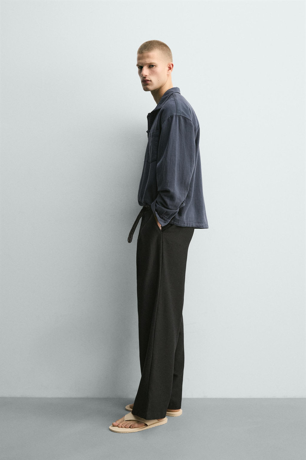 CAMISA POLO RELAXED FIT ALGOD?N - LINO / Petr?leo - Zara фото 4