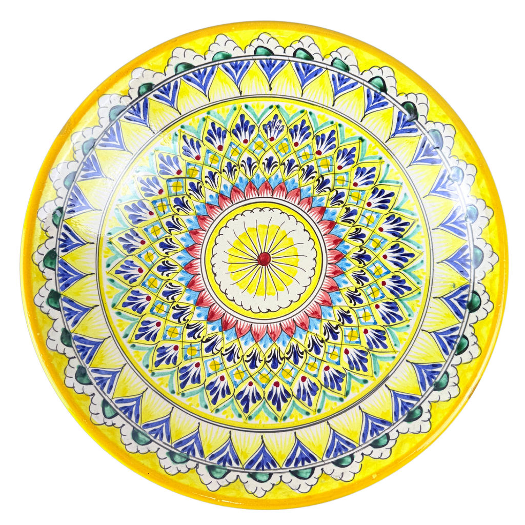 Ляган 34см, глубокий Риштанская керамика желтый  фото 2