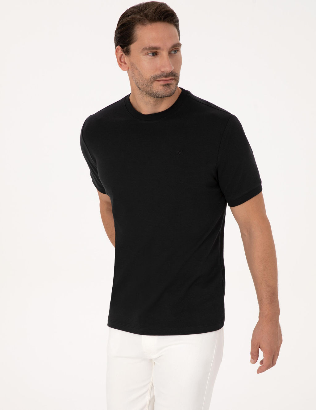 Siyah Regular Fit %100 Pamuk Bisiklet Yaka Basic T-shirt - Cacharel фото 3