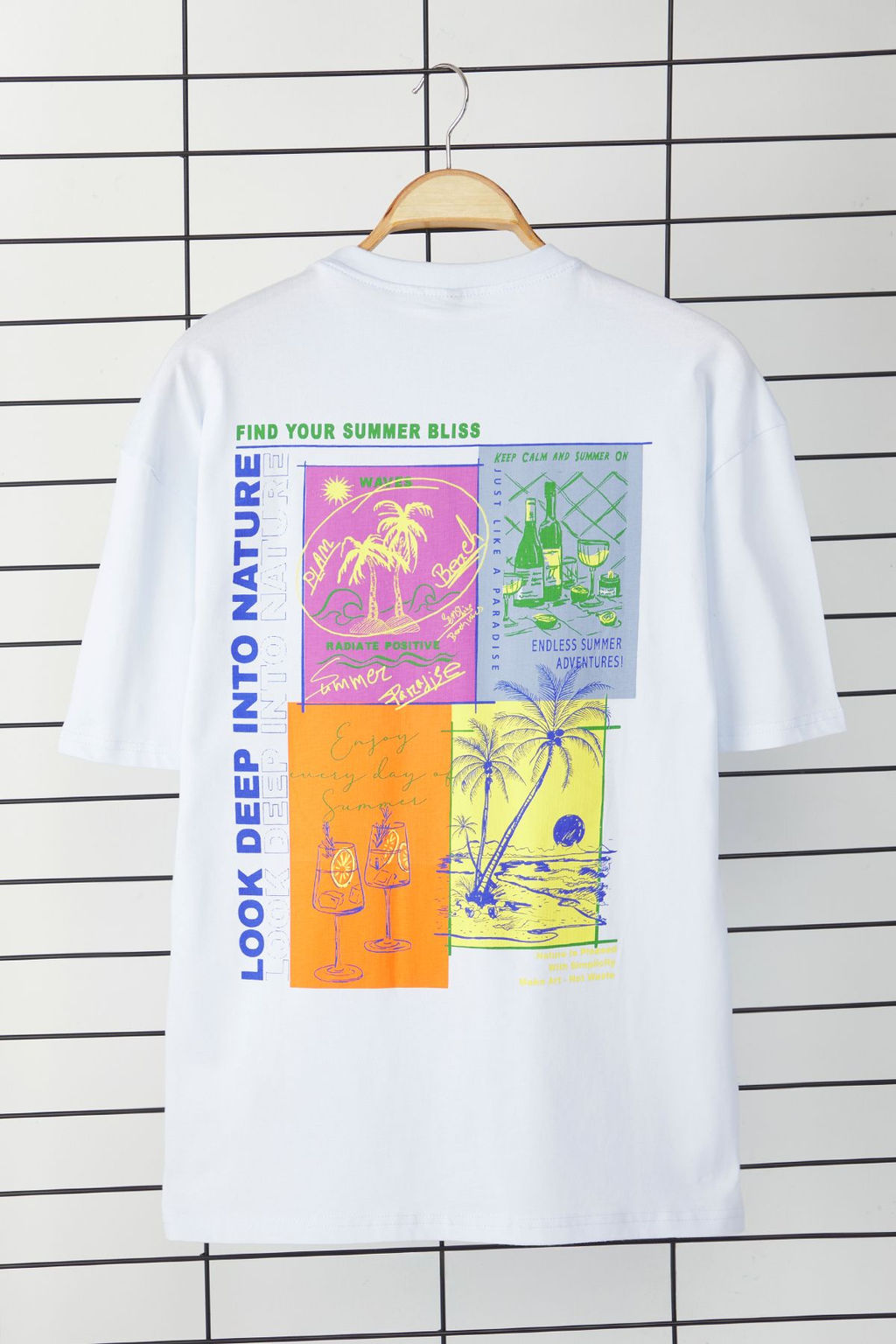 TRENDYOL MAN Beyaz Oversize/Genis Kesim S?rt Bask?l? %100 Pamuk Tok Kumas T-shirt TMNSS25TS00046 - Trendyolmilla фото 3