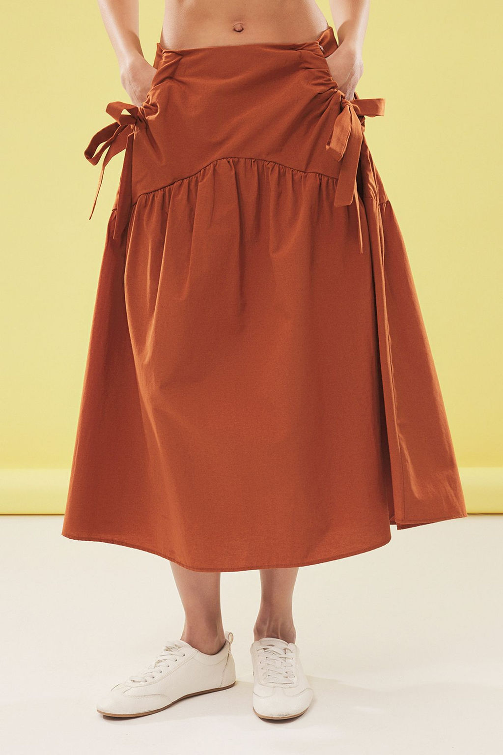 TRENDYOLMILLA Vizon Kalcadan Oturarak Bollasan Poplin Pamuklu Kumas Maxi Boy Dokuma Etek TWOSS25ET00032 фото 4