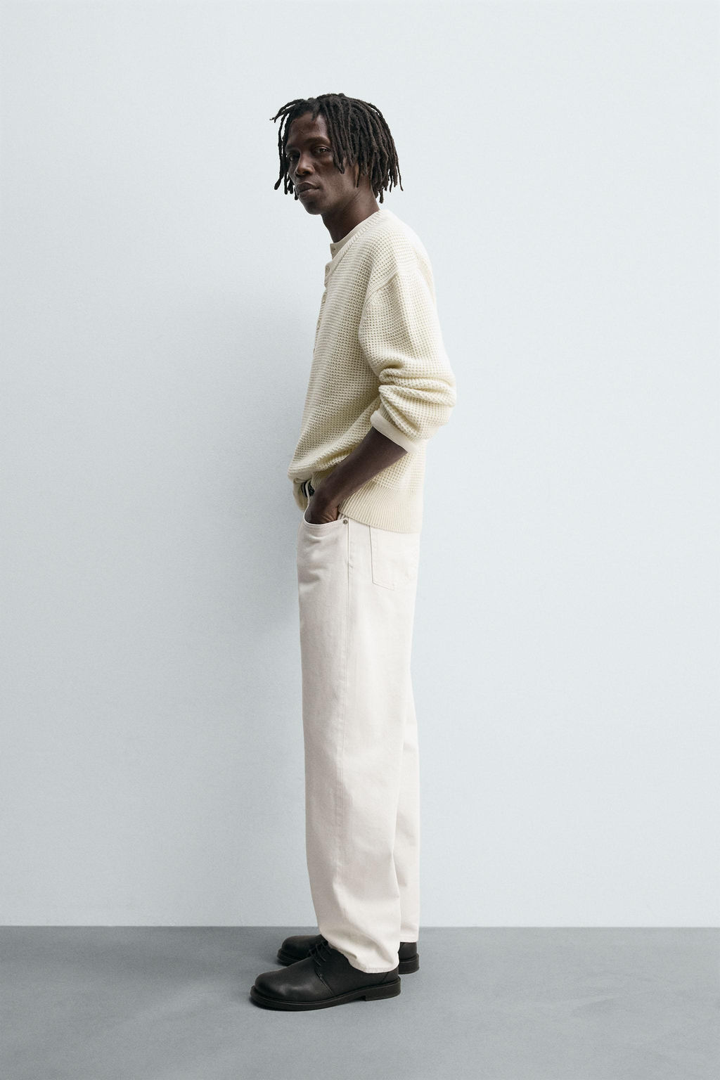 RELAXED FIT BUTTON-NECK SWEATER - Zara фото 4