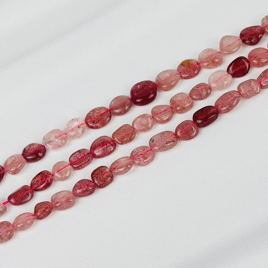 Бусины для украшений из Клубничного кварца (галтовка) 39 см