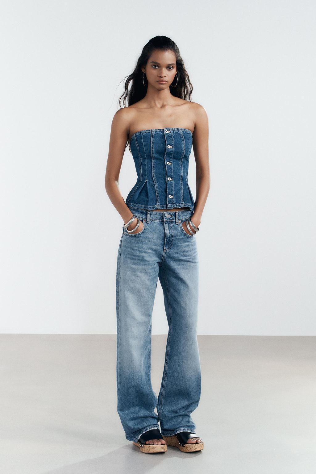 TRF MID-WAIST WIDE-LEG JEANS