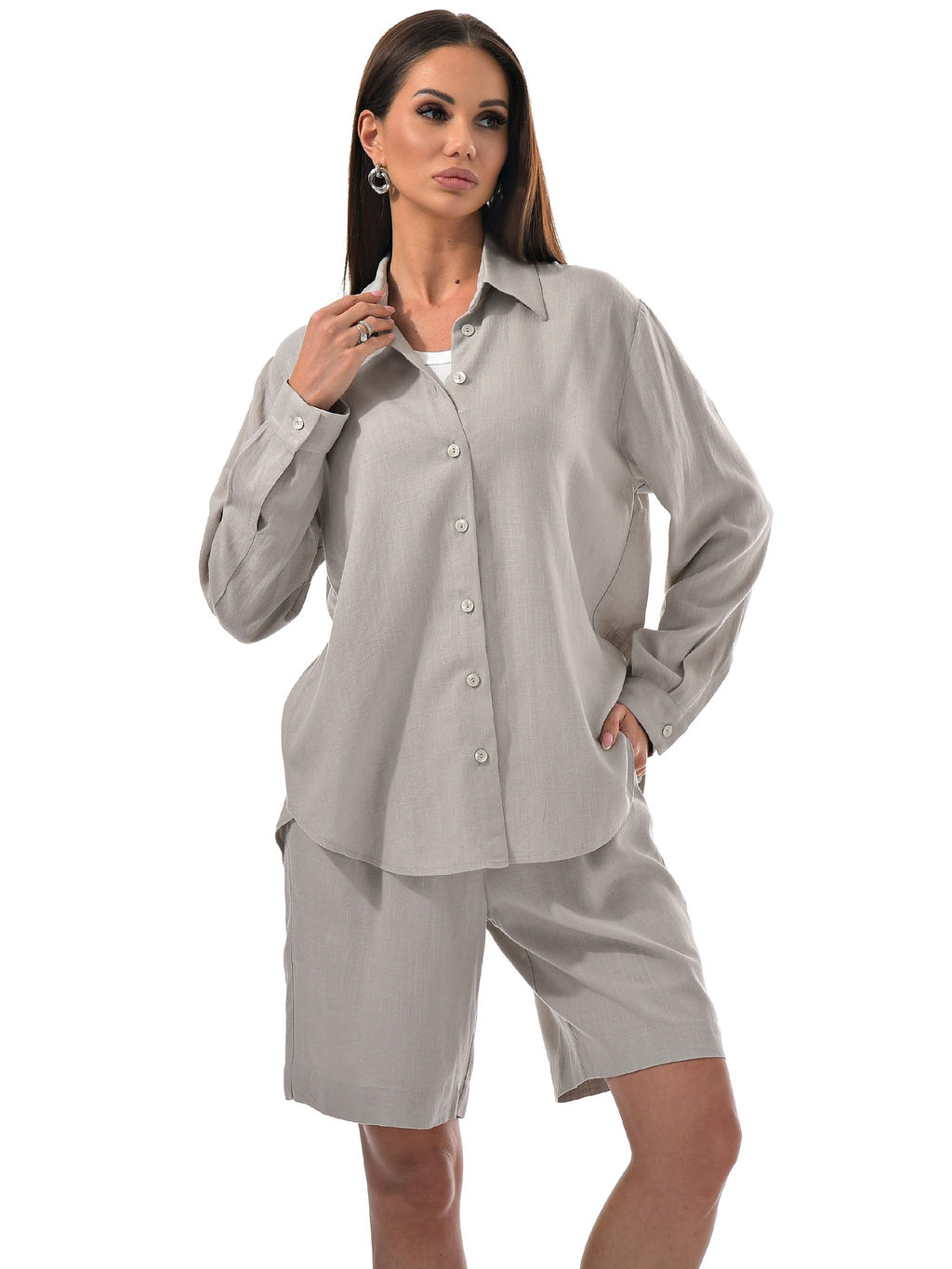 рубашка  80% вискоза, 20% лен - А+б коллекция фото 5