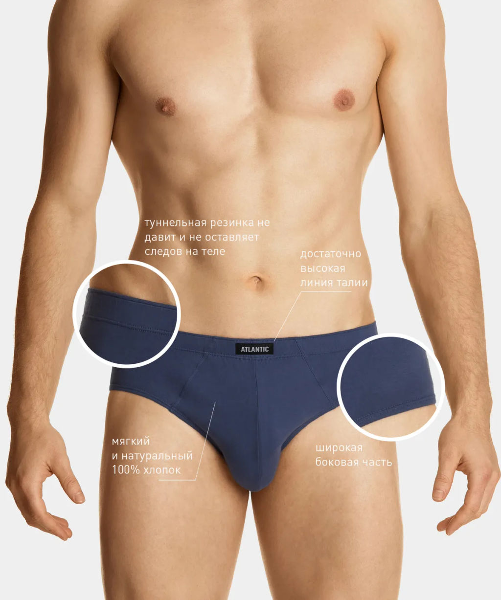 5SMP-003 Трусы классика Five Solid Classic - набор 5 шт. темно-голубой + красный + темно-синий + серо-голубой + голубой - Atlantic фото 4