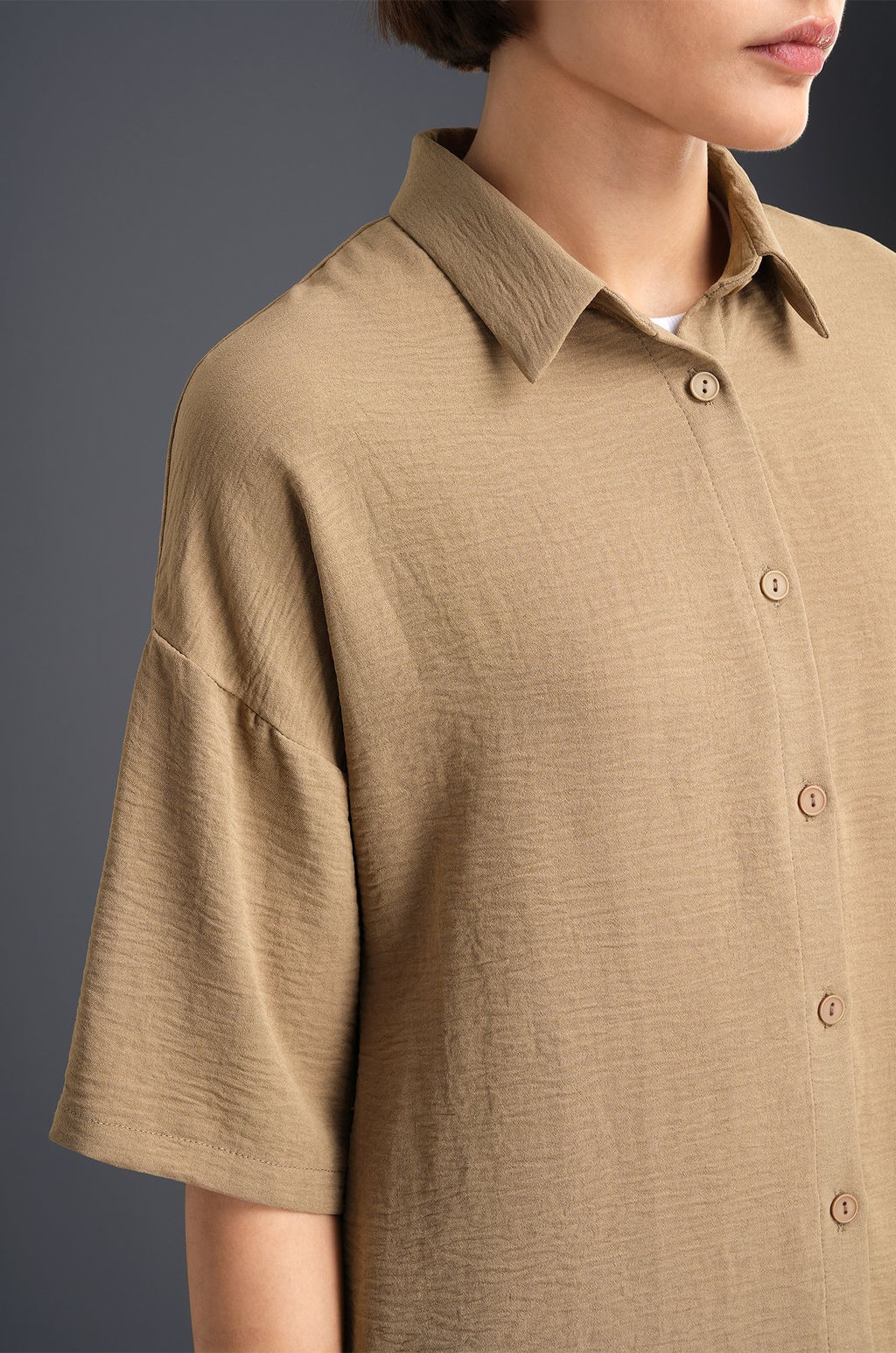 Женский летний костюм оверсайз из ткани-жатка Happyfox