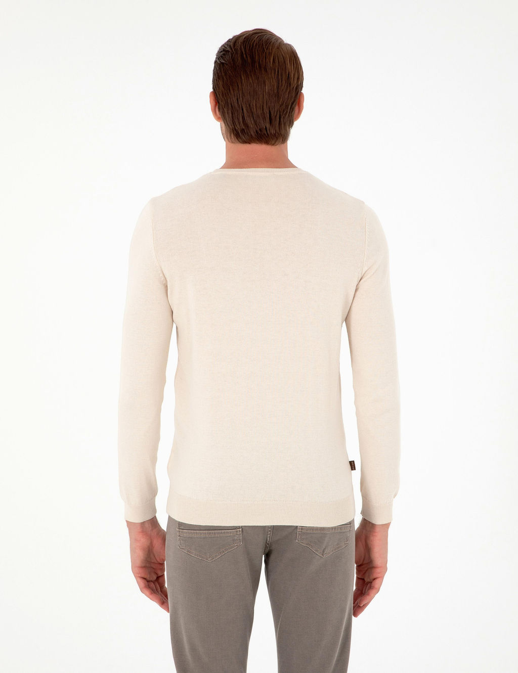 Bej Slim Fit Bisiklet Yaka Basic Triko Kazak - Pierre cardin фото 5