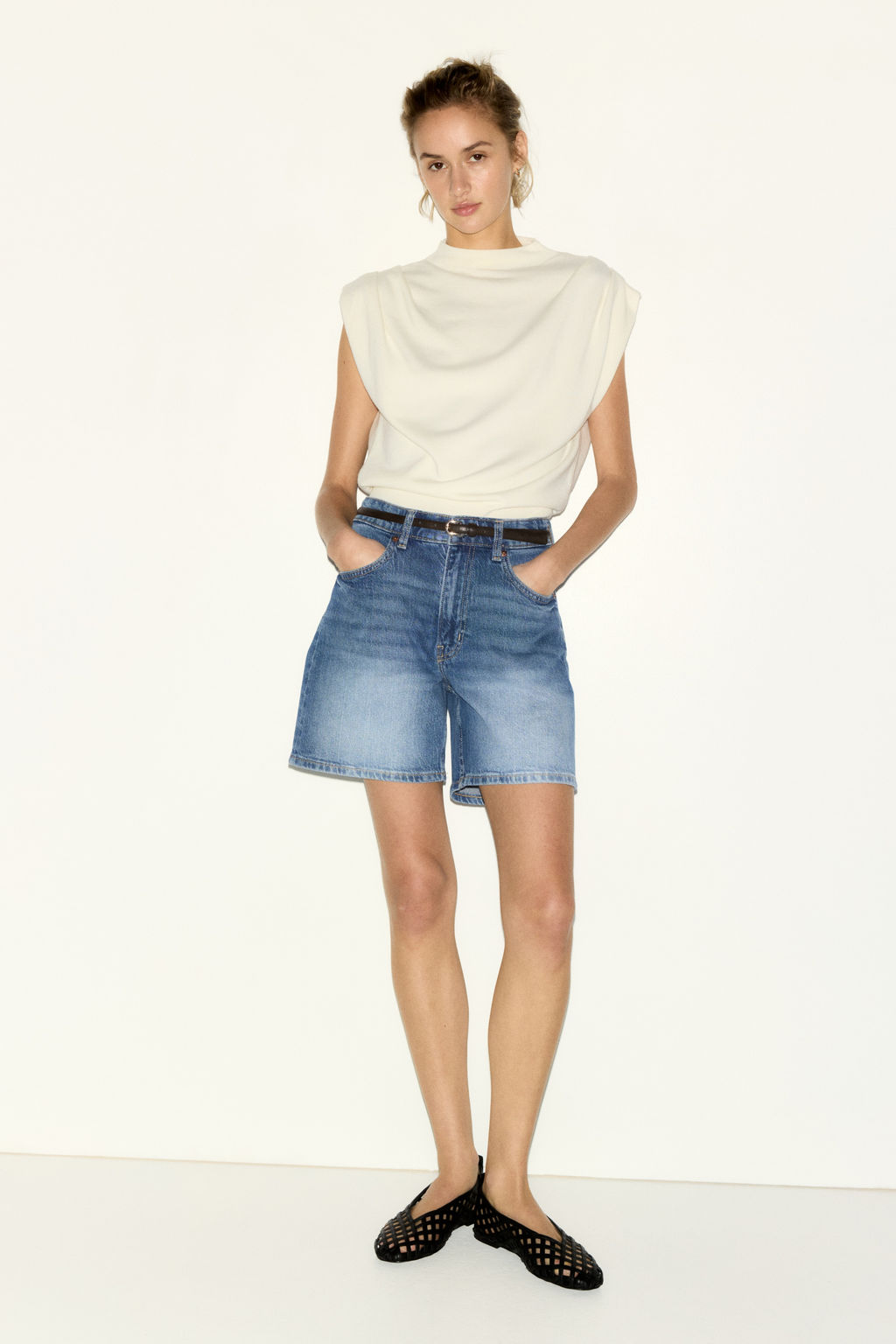 Vaquero corto de talle alto - H&m фото 12