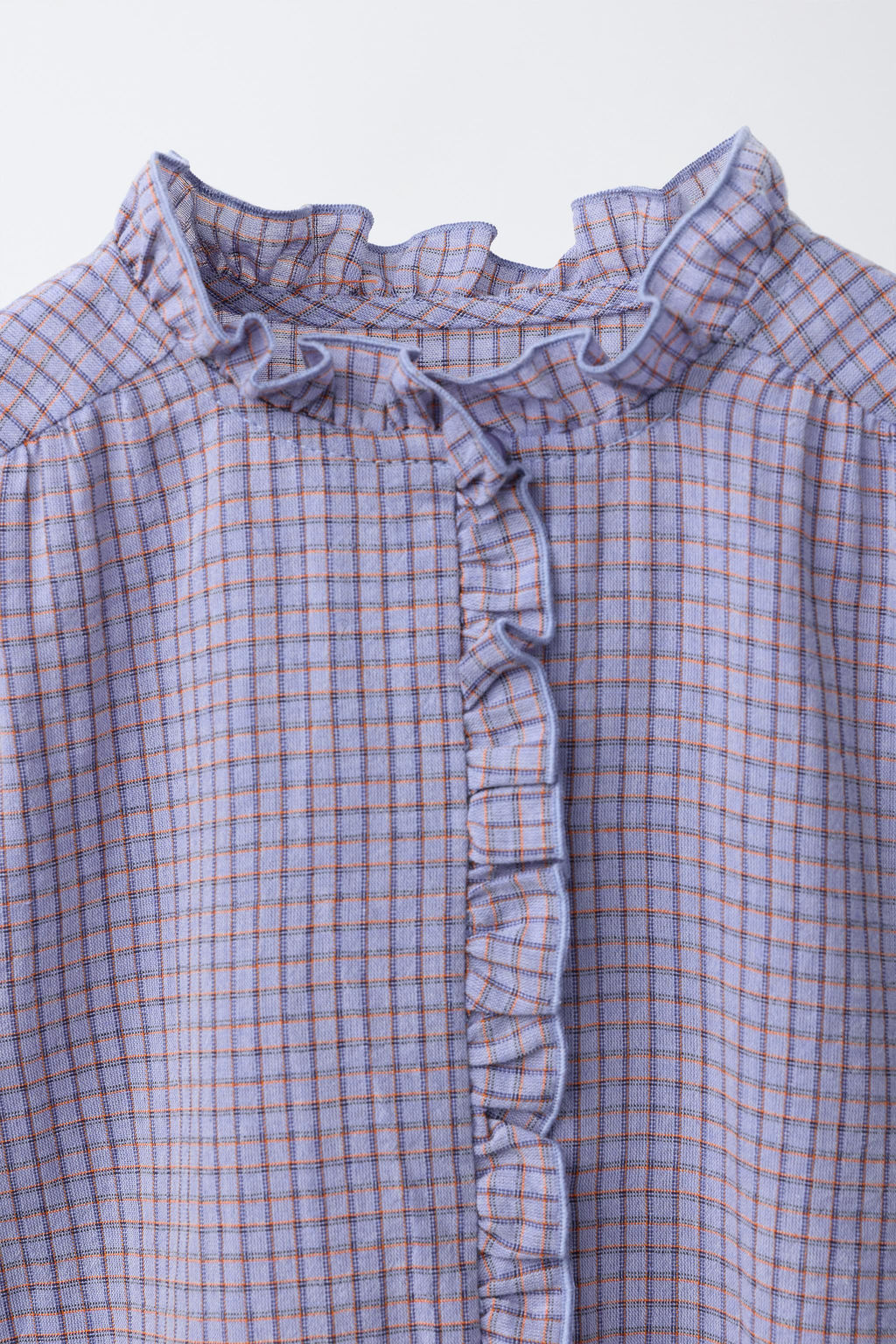 CHECK SHIRT WITH RUFFLE TRIM - Zara фото 9