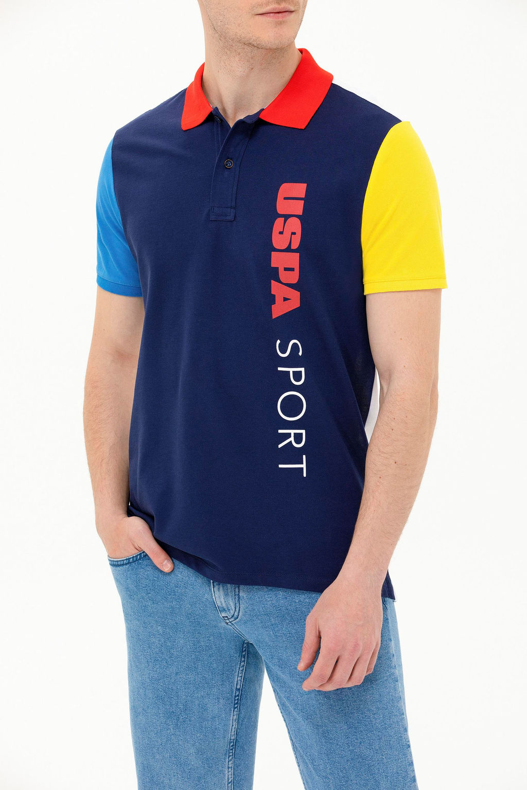 U. S. Polo Assn Мужская темно-синяя футболка с воротником-поло - U.s. polo assn фото 7
