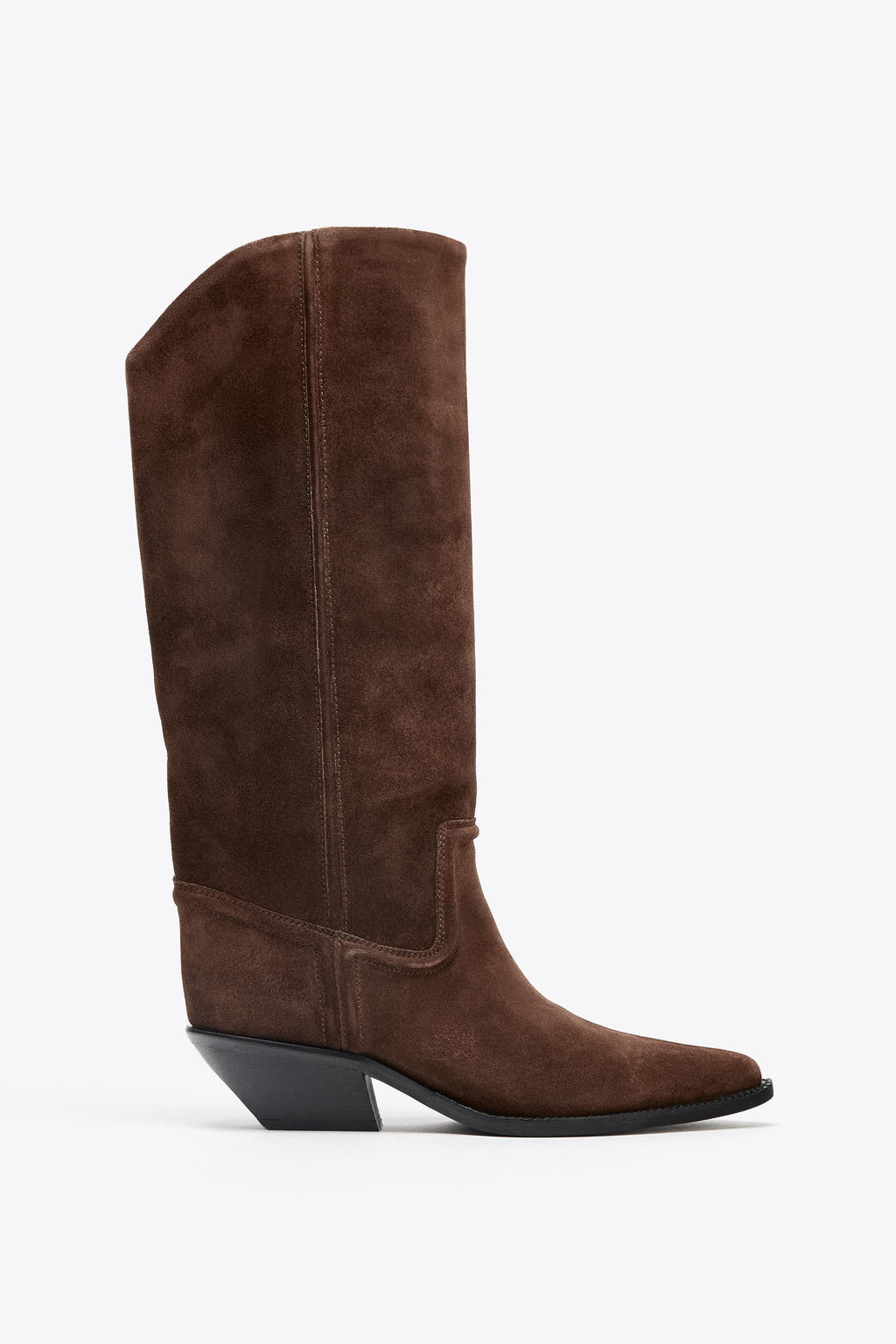 SPLIT SUEDE COWBOY HEELED BOOTS