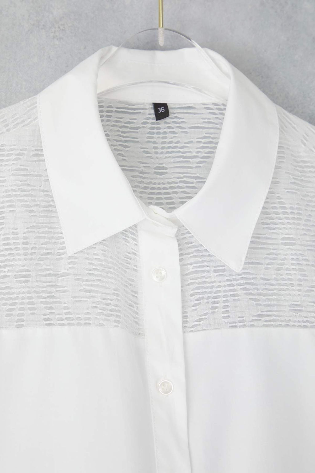 Trendyolmilla Beyaz Transparan detayl? k?sa kol crop Gomlek TWOSS25GO00170  фото 6