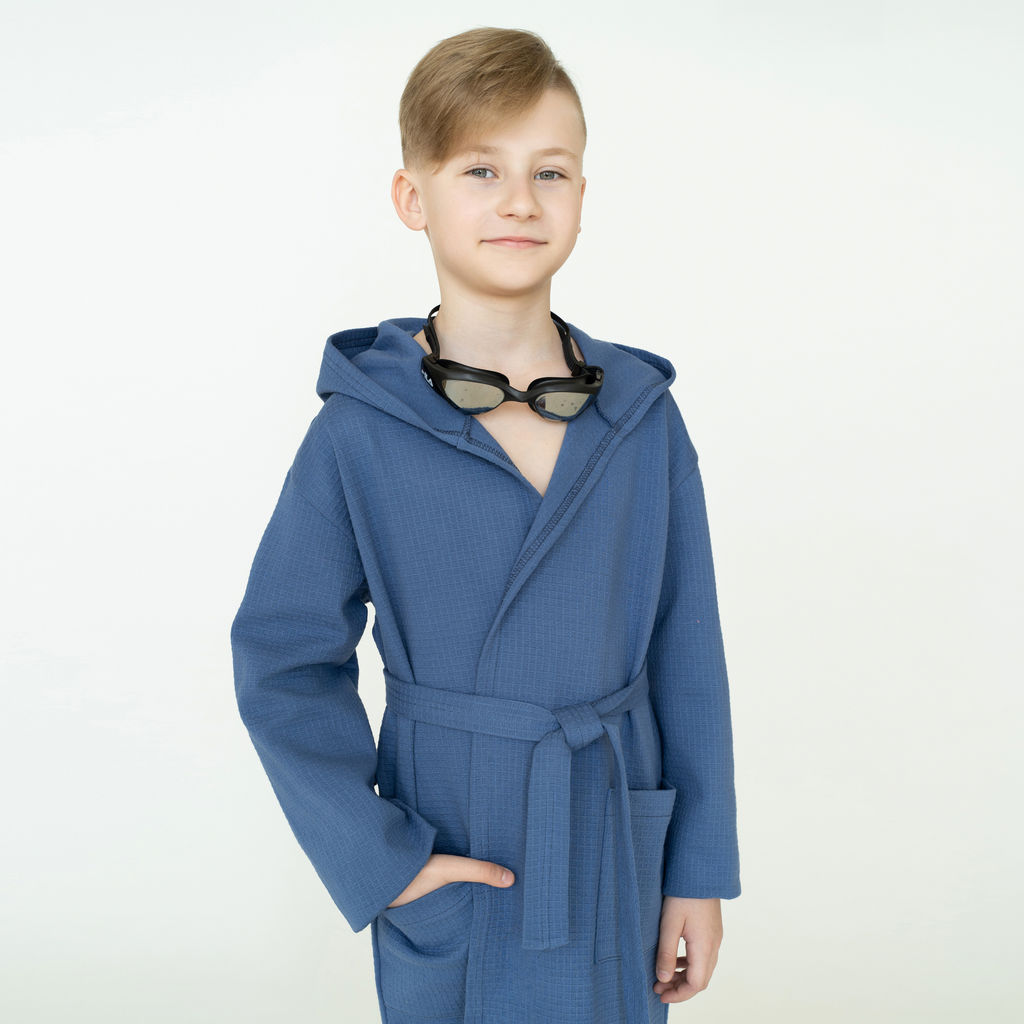 Халат детский вафельный джинс 914 (140, 72)