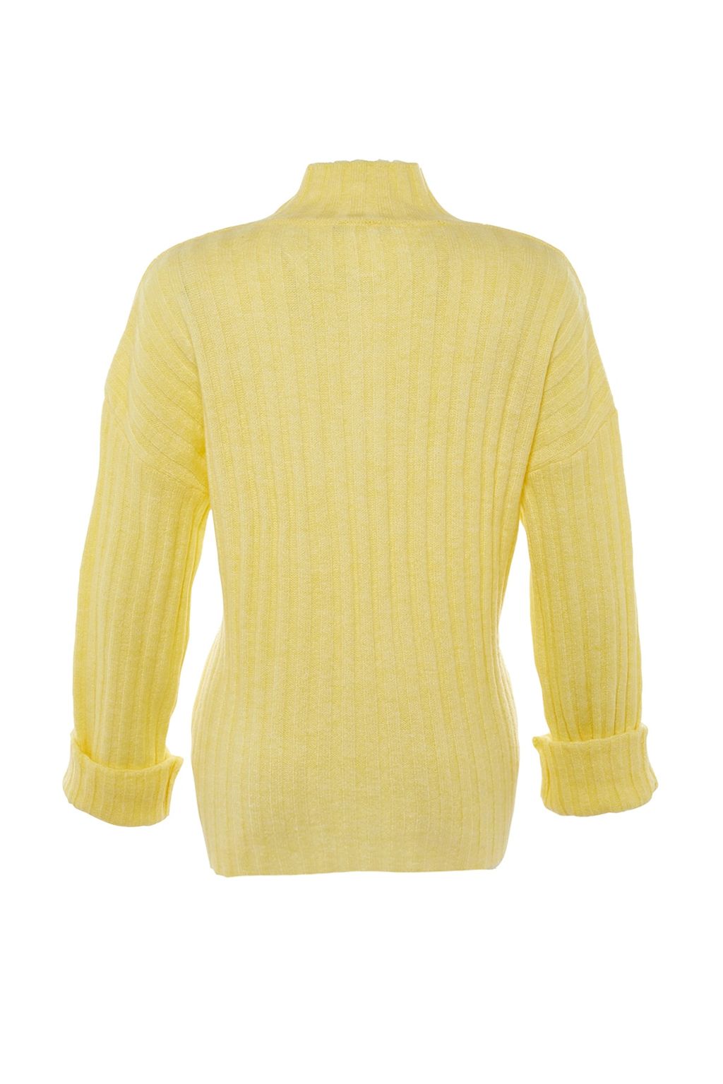 Sar? Genis Kal?p Yumusak Dokulu Dik Yaka Triko Kazak TWOAW21KZ0783 - Trendyolmilla фото 6