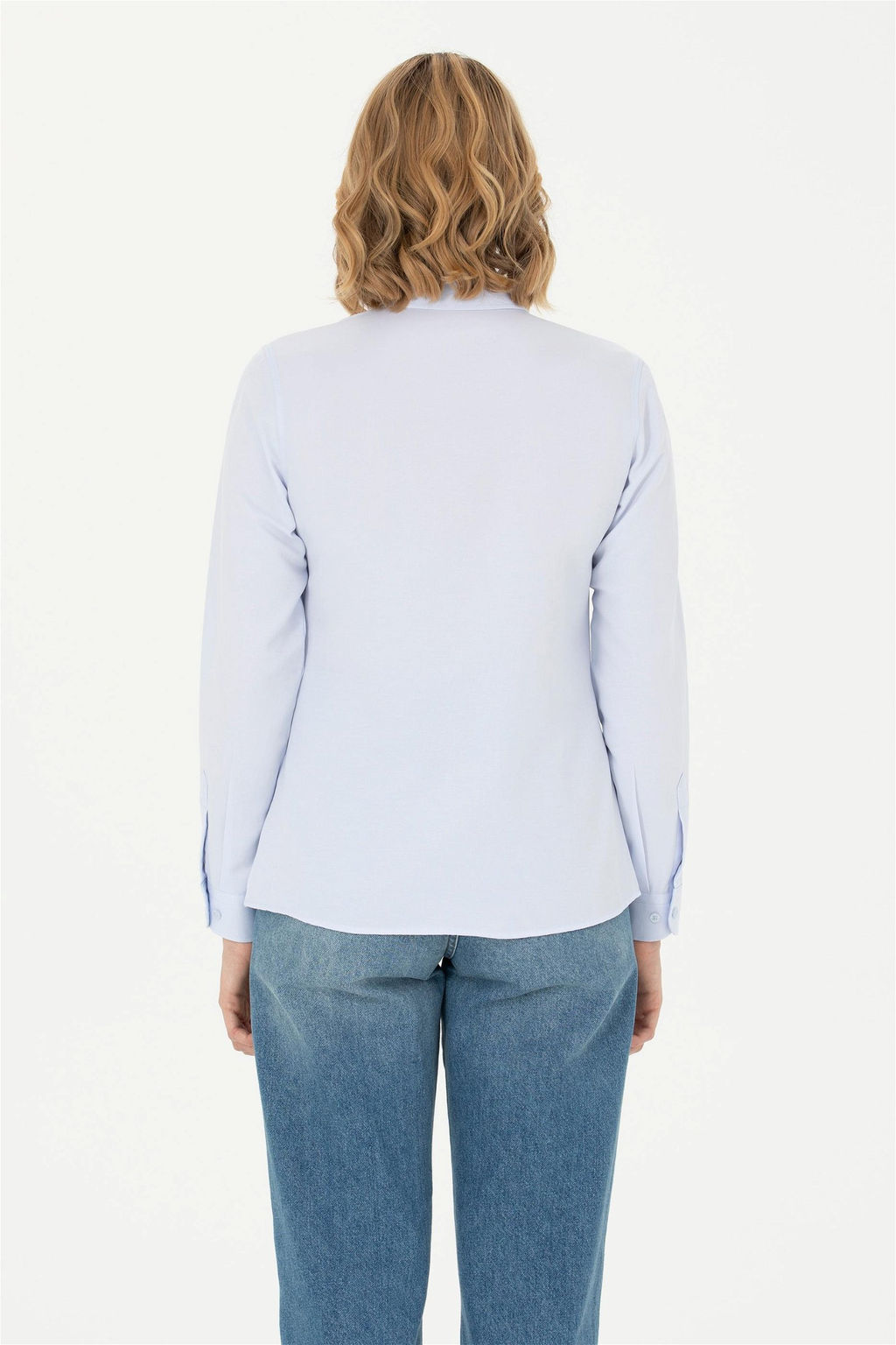 Женская голубая базовая рубашка с длинным рукавом - U.s. polo assn фото 5