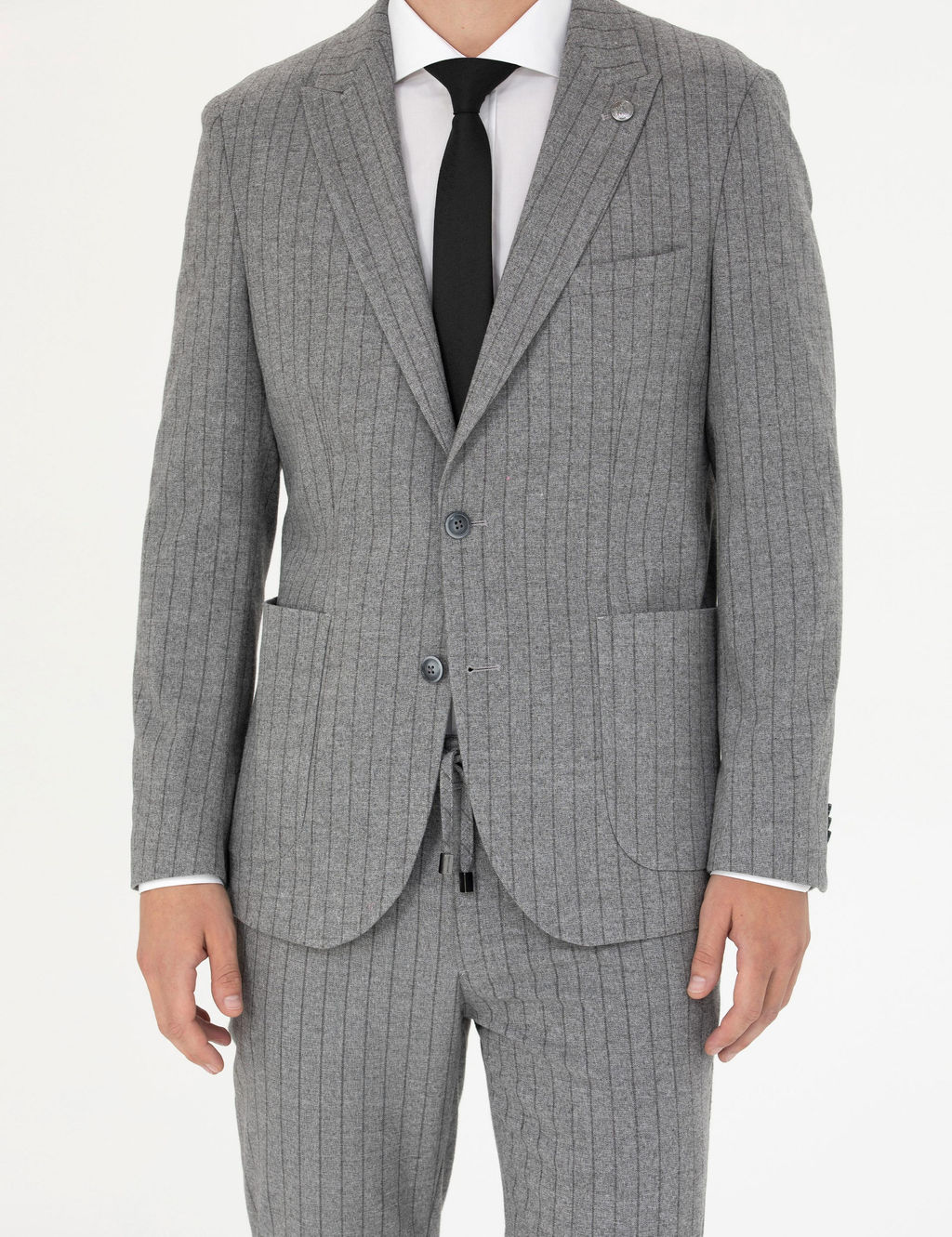 Gri Ekstra Slim Fit _izgili Tak_m Elbise