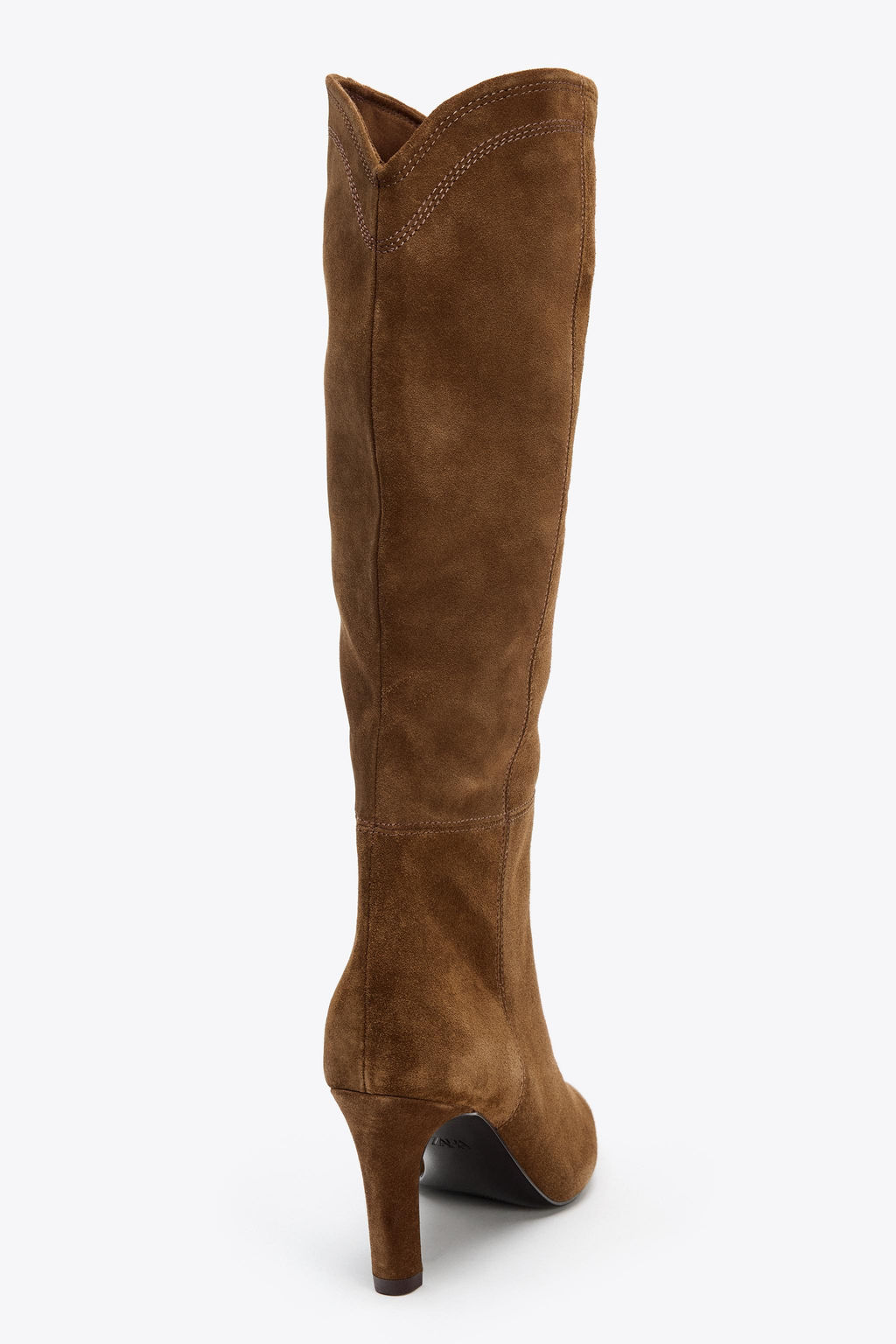 STITCHED SPLIT SUEDE HEELED BOOTS - Zara фото 4