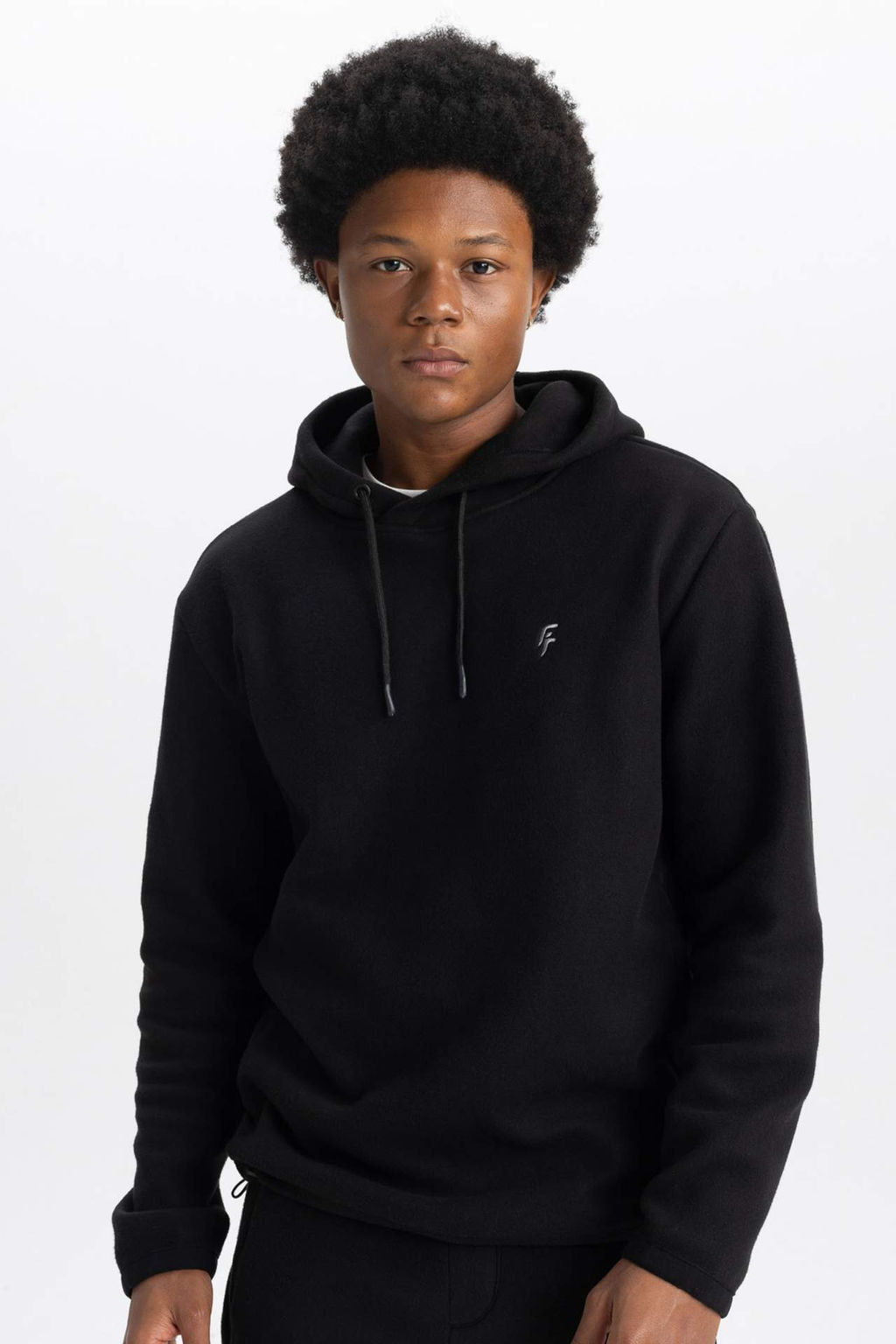 DeFactoFit Standart Fit Bask?l? Kapusonlu Polar Sweatshirt  фото 2