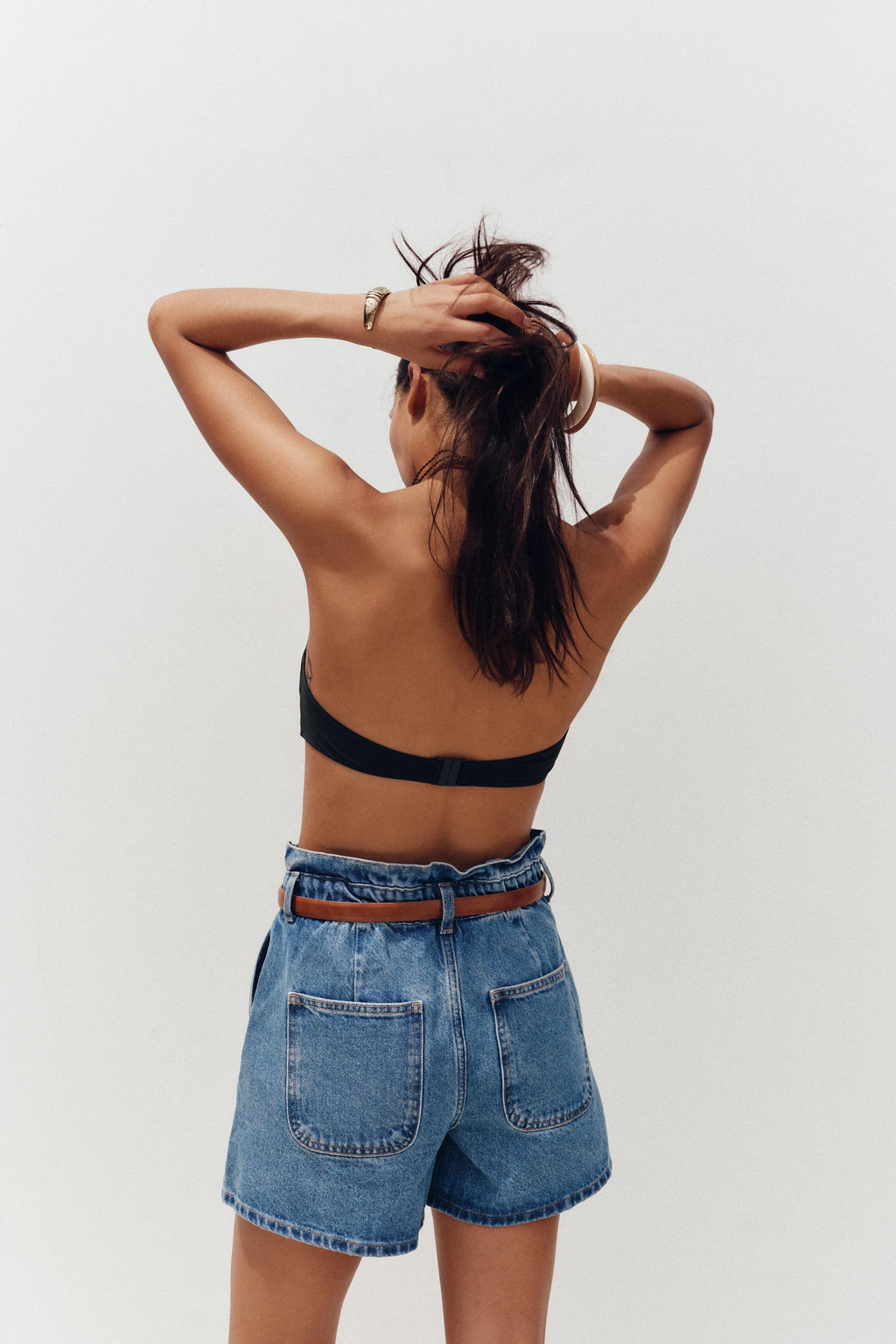 HIGH-WAIST Z1975 PAPERBAG DENIM BERMUDA SHORTS - Zara фото 23