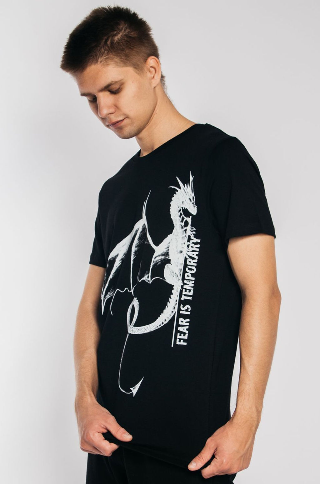 Мужская хлопковая футболка с принтом дракон Lets Go