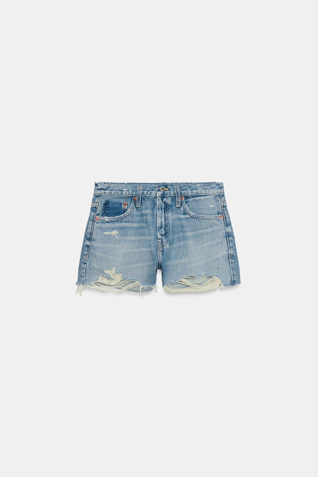 SHORTS DENIM TRF ROTOS TIRO MEDIO / Azul - Zara фото 6