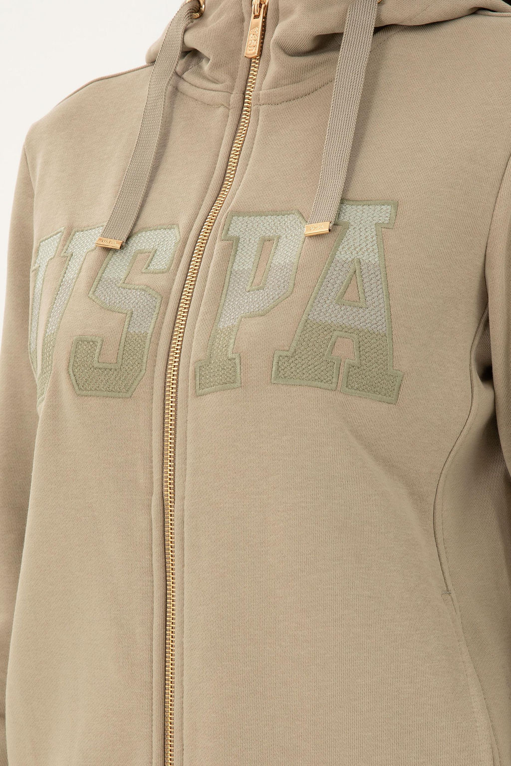 Женская базовая толстовка с капюшоном светло-хаки - U.s. polo assn фото 7