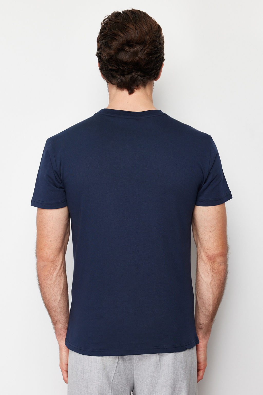 TRENDYOL MAN Tas Regular/Normal Bisiklet Yaka K?sa Kollu Cizgili Bask?l? %100 Pamuklu T-shirt TMNSS24TS00059 - Trendyolmilla фото 2