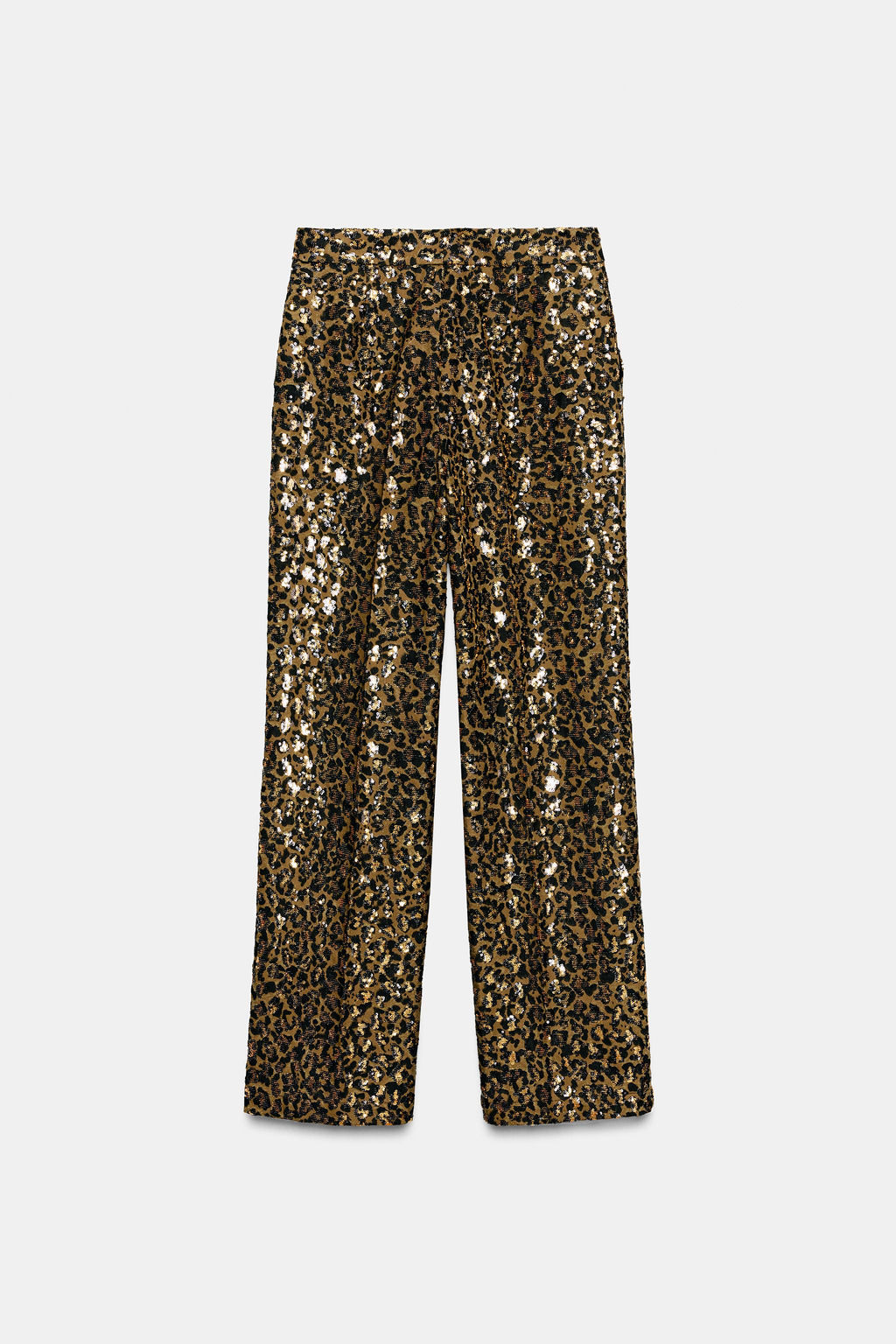 ANIMAL PRINT SEQUINNED STRAIGHT-LEG TROUSERS