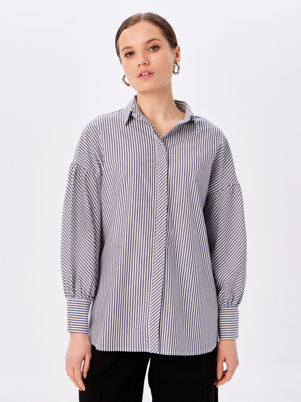 Блузка женская дл. рук. KATHARINA KROSS KK-B-006P-серая полоска  фото 6
