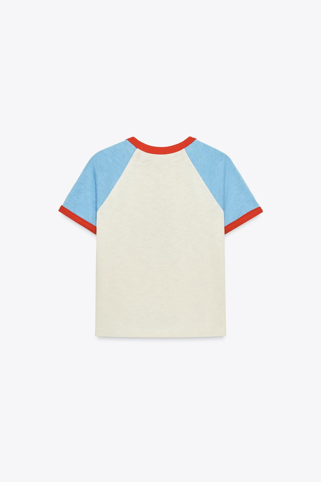 SLOGAN T-SHIRT WITH RIBBED TRIM - Zara фото 12