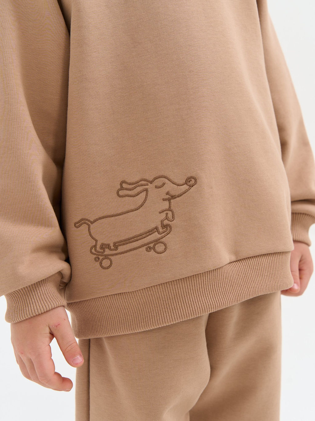 Свитшот Песок с вышивкой утепленный без начеса - Bungly фото 6