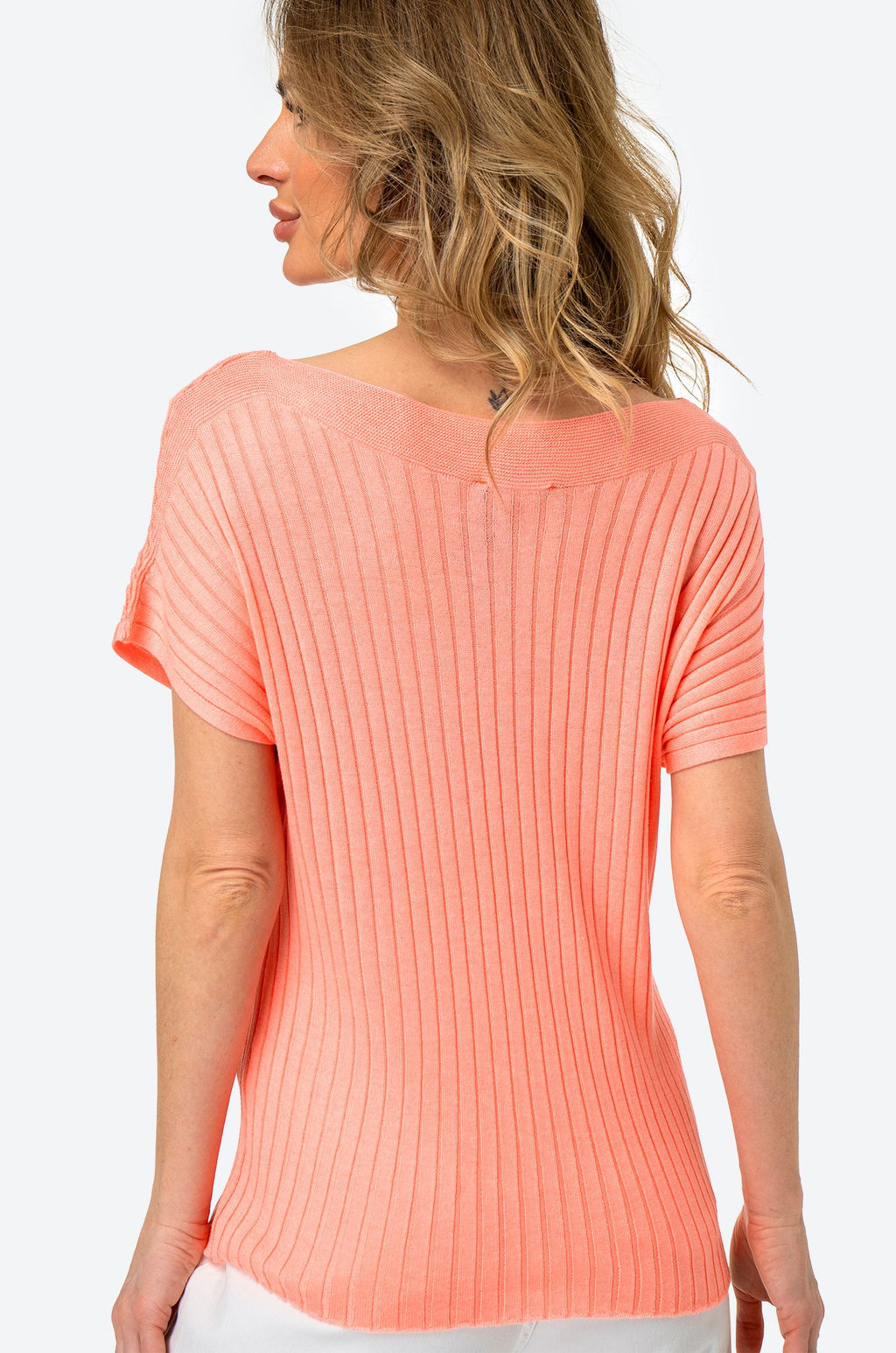 Женский джемпер с коротким рукавом в рубчик Happyfox