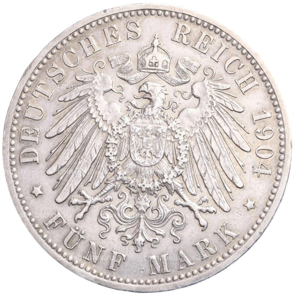Монета 5 марок 1904 года D Германия (Бавария)