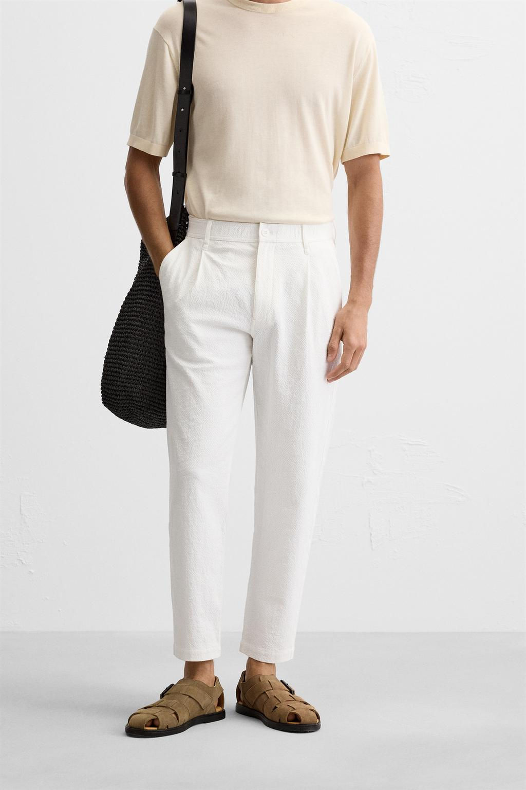 TEXTURED PLEATED TROUSERS - Zara фото 2