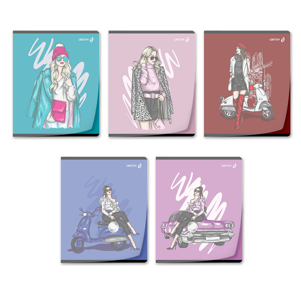 Светоч Т197 Тетрадь общая с пластик. прозр. обложкой 180 мкм., цвет.запечат.титул лист A5 48 л. на скобе 65 г/кв.м , белизна 100 % 10 шт. клетка 01498 Девочки Online