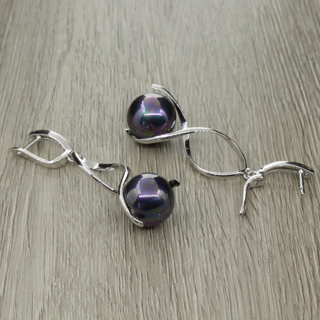 Серьги Гелена майорка черная - Agat77 фото 2