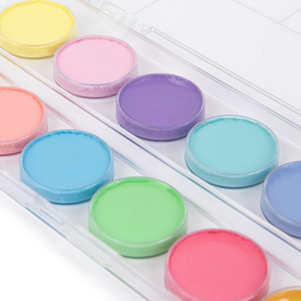 Краска акварель Лео Ярко медовые, без кисти (пастельная) в пластиковой упаковке с европодвесом LBPW-0112 12 цв. пастельные цвета