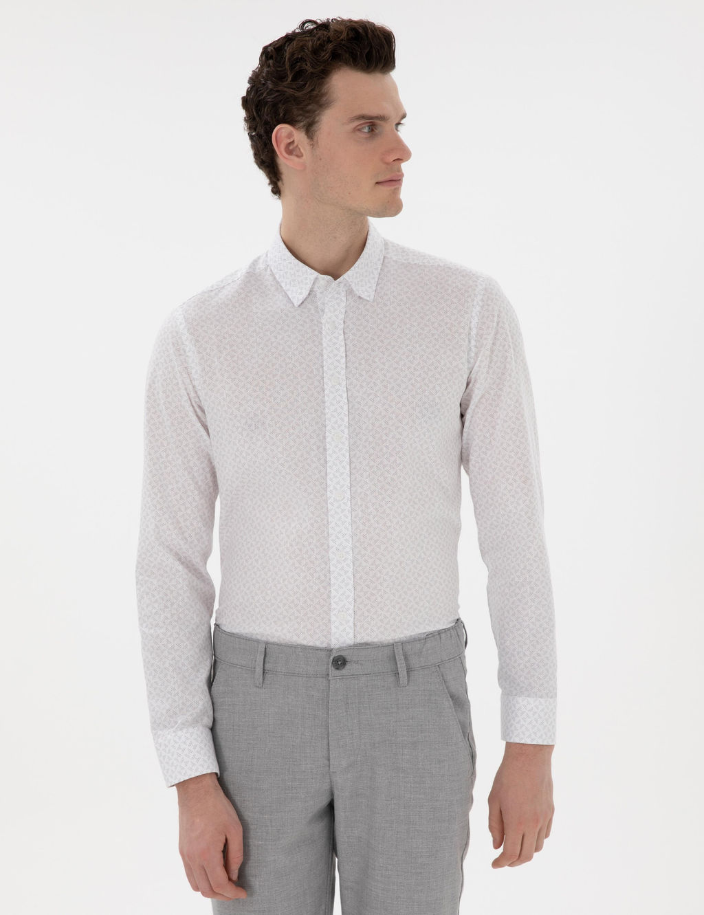 Gri Slim Fit Uzun Kollu G_mlek