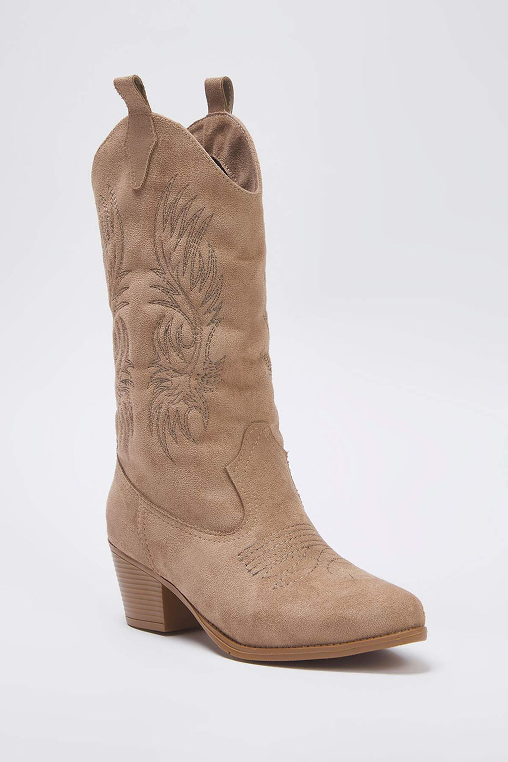 Vizon Suet Nak?sl? Sivri Burun Blok Topuklu Kad?n Kovboy BotTAKAW26BO00047 - Trendyolmilla фото 5