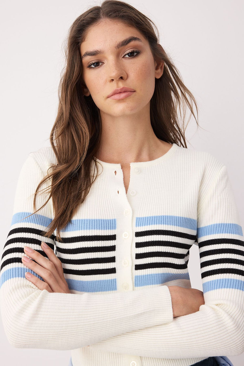 Ekru*001-Lacivert Crop Renk Bloklu-Duz 2li Triko H?rka TWOAW26HI00127 - Trendyolmilla фото 11