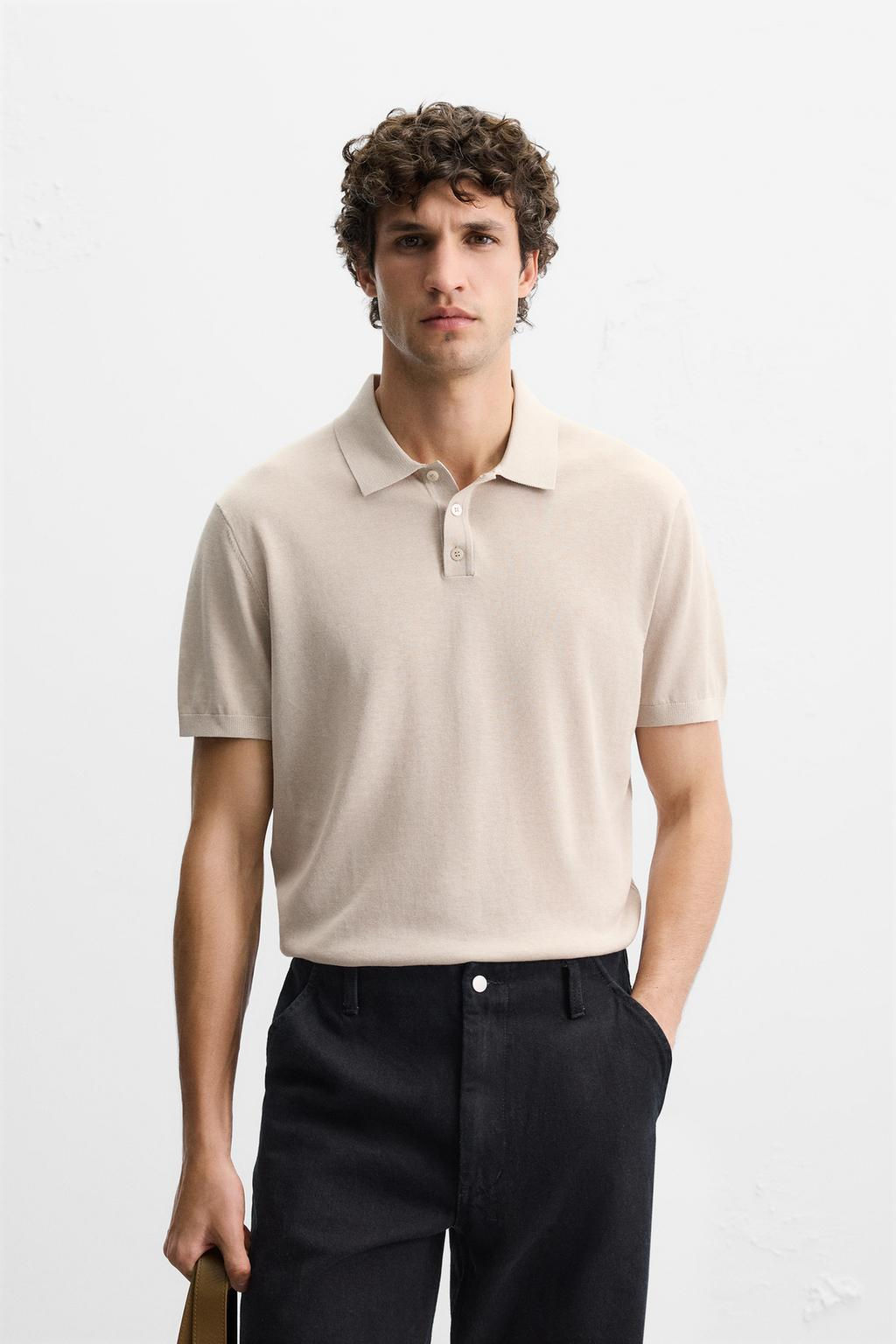 KNIT COTTON - SILK POLO SHIRT - Zara фото 2