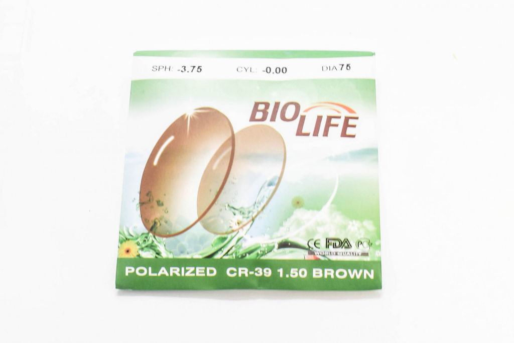 Линзы BIO LIFE POLARIZED CR-39 Ф75 1.50 КОРИЧНЕВЫЙ ДИОПТРИИ: -0.00 - -4.00