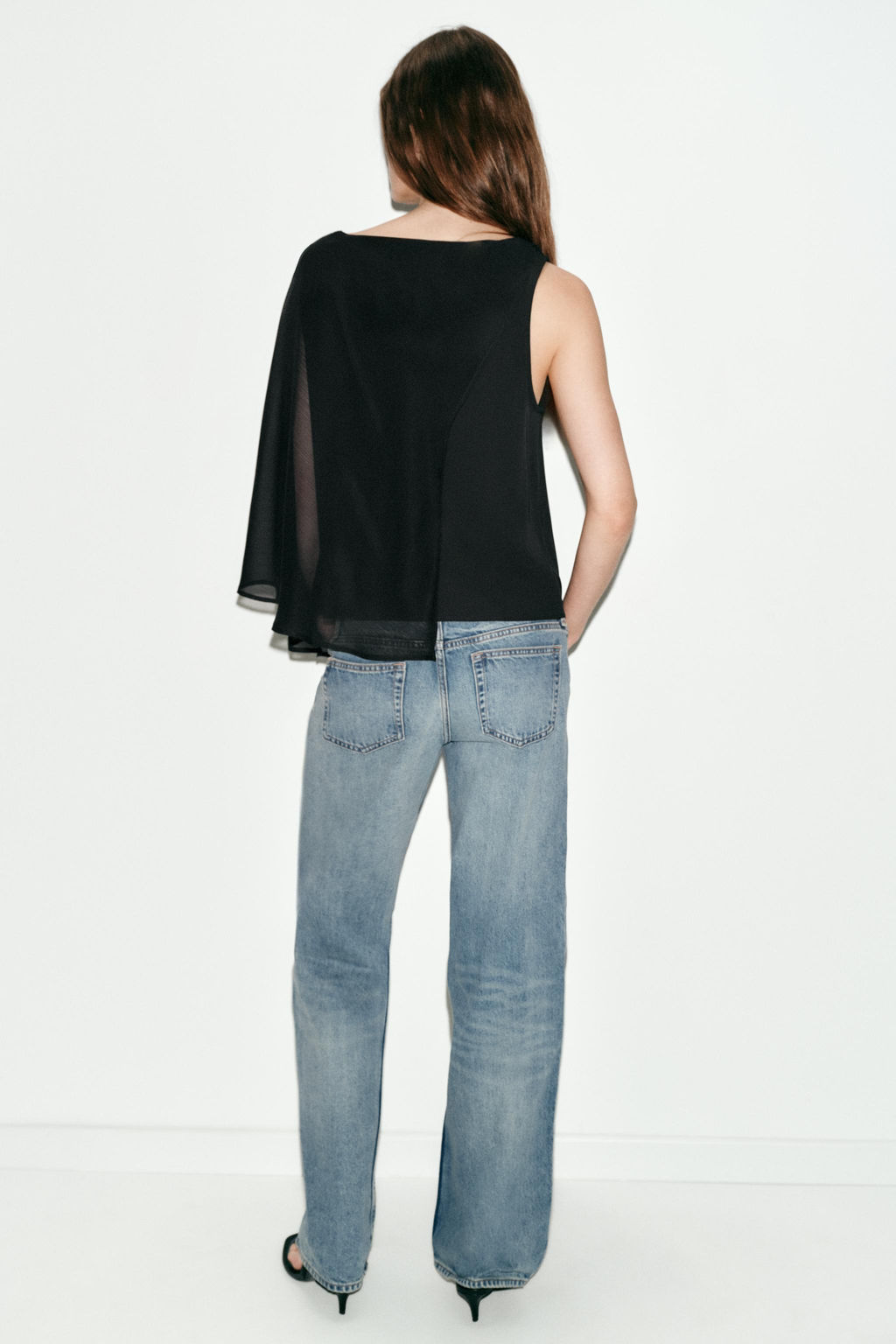 BLUSA COMBINADA CAPA / Negro - Zara фото 6