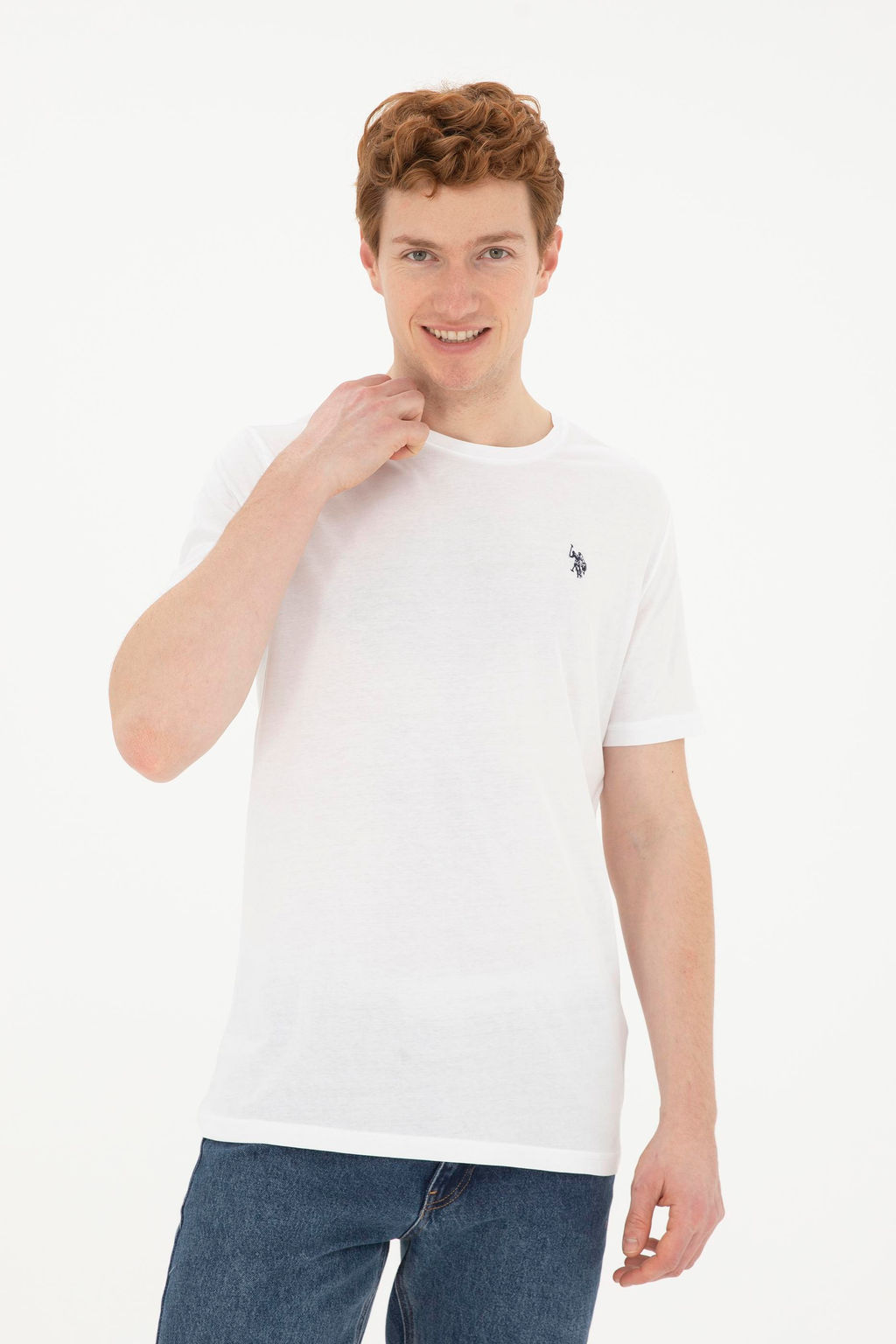 Мужская белая базовая футболка - U.s. polo assn фото 3