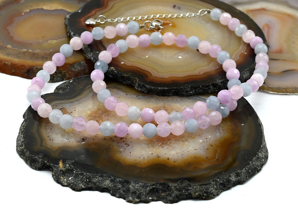 Бусы из камня кальцита граненые 6мм цв.берилл, 46см