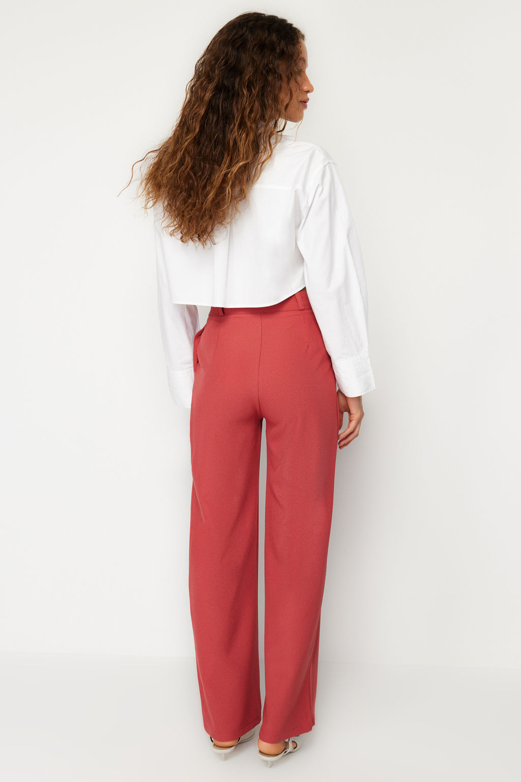 TRENDYOLMILLA Haki Wide Leg/Genis Paca Dokuma Kumas Pantolon TWOAW22PL0263  фото 27
