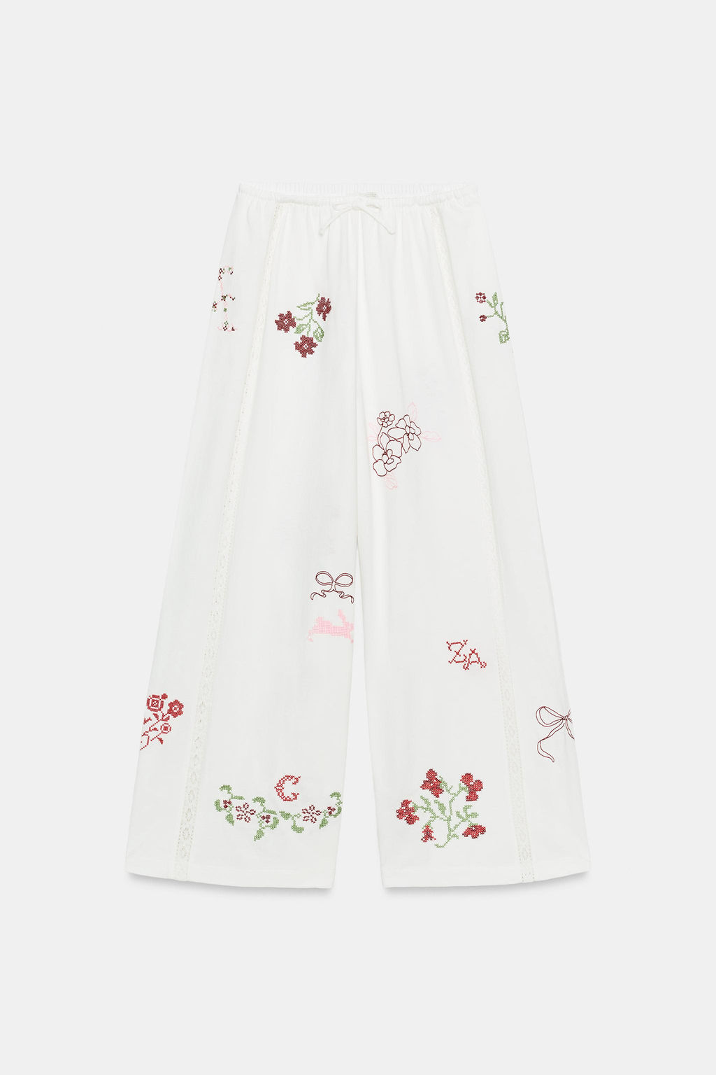 PANTAL?N LARGO BORDADOS / Blanco - Zara фото 7