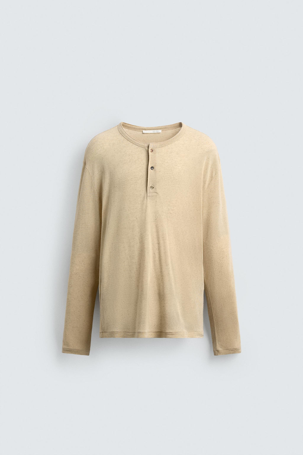 CAMISETA CUELLO PANADERO VISCOSA - LINO / Beige